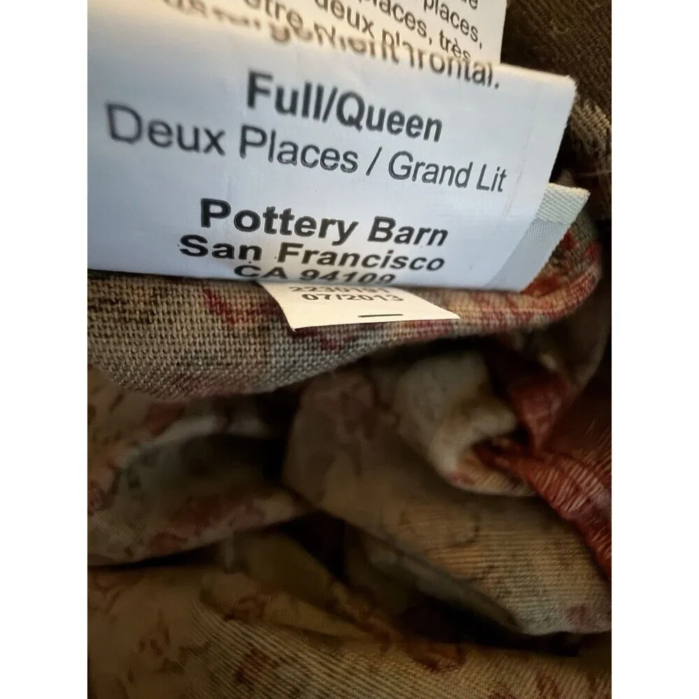 Pottery Barn Duvet Cover Bedding Carrie Paisley Brown Red Linen Full / Queen HTF